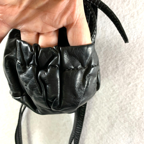 Womens Y2K Micro Purse Black Soft Vegan Leather Crossbody Option Side Pockets - Picture 5 of 16